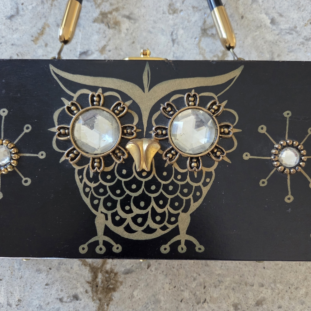Enid Collins VINTAGE Artisan Made 1960's Night Owl Mini Bag - Picture 7 of 11